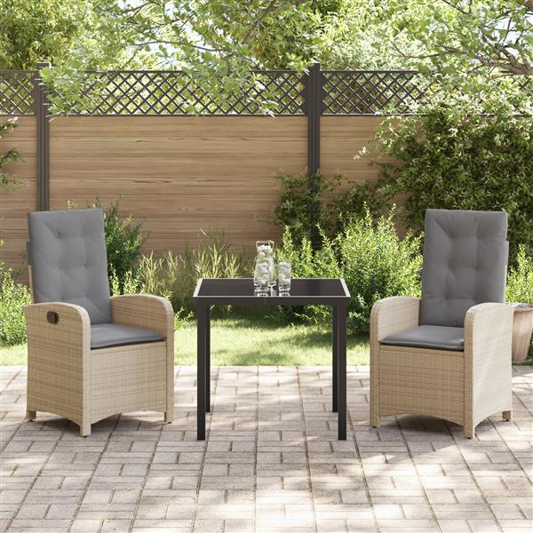 Grote foto vidaxl 3 delige tuinset met kussens in beige poly rattan tuin en terras tuinmeubelen