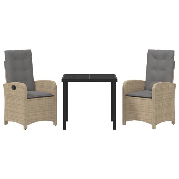 Grote foto vidaxl 3 delige tuinset met kussens in beige poly rattan tuin en terras tuinmeubelen