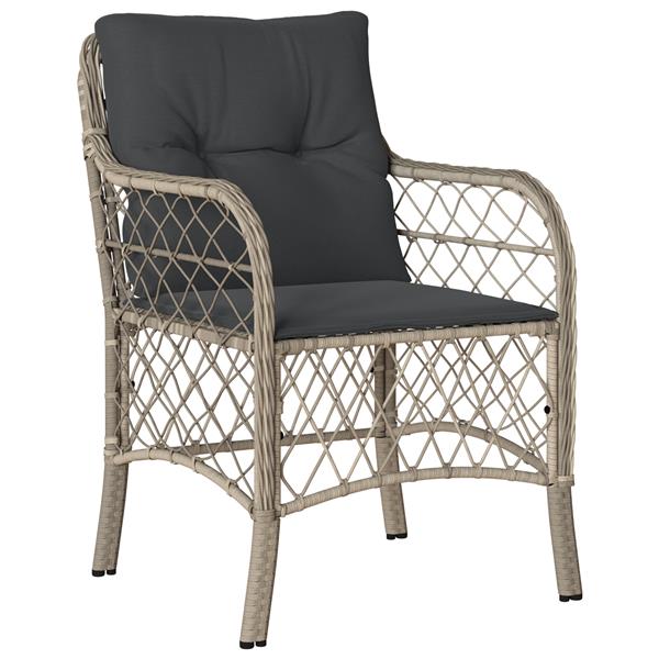 Grote foto vidaxl 3 delige tuin eettafel set met kussens lichtgrijs poly rattan tuin en terras tuinmeubelen
