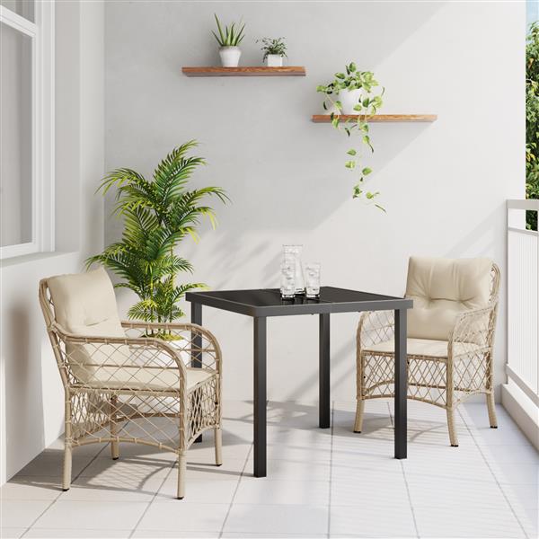 Grote foto vidaxl 3 delige tuinset met kussens in beige poly rattan tuin en terras tuinmeubelen
