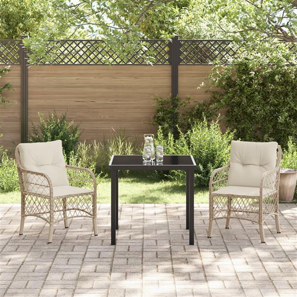 Grote foto vidaxl 3 delige tuinset met kussens in beige poly rattan tuin en terras tuinmeubelen