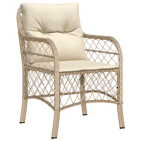 Grote foto vidaxl 3 delige tuinset met kussens in beige poly rattan tuin en terras tuinmeubelen