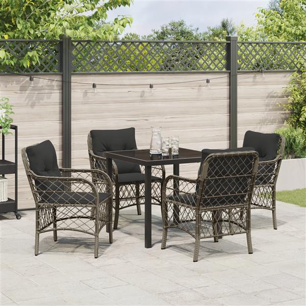 Grote foto vidaxl 5 delige tuinset met kussens in grijs poly rattan tuin en terras tuinmeubelen