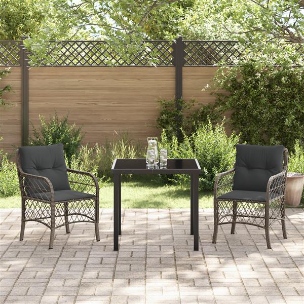 Grote foto vidaxl 3 delige tuinset met kussens grijs poly rattan tuin en terras tuinmeubelen