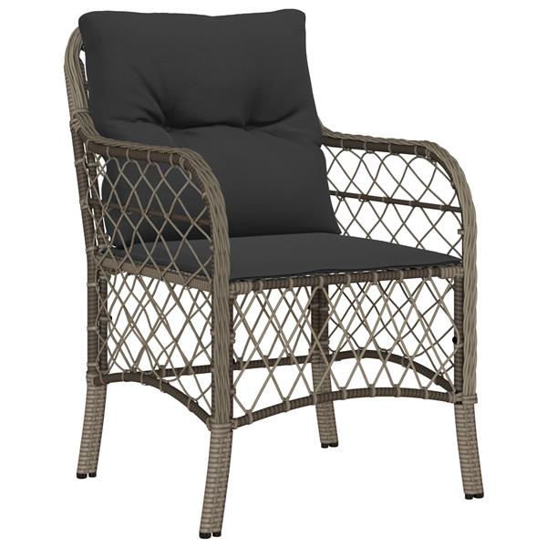 Grote foto vidaxl 3 delige tuinset met kussens grijs poly rattan tuin en terras tuinmeubelen