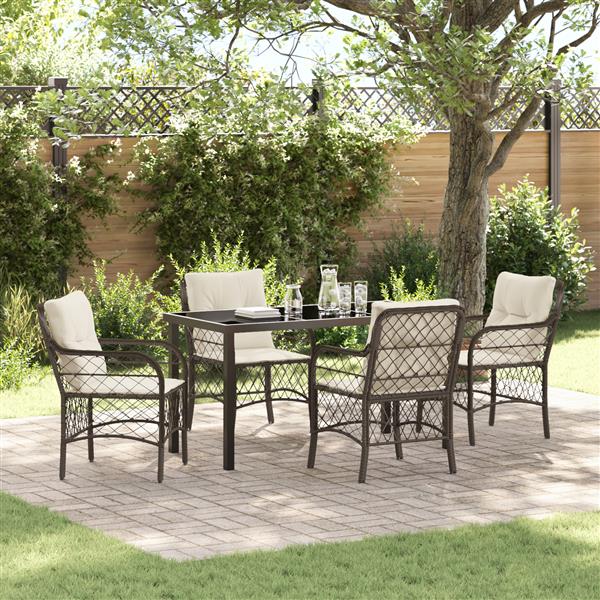 Grote foto vidaxl 5 delige tuinset met kussens bruin poly rattan tuin en terras tuinmeubelen