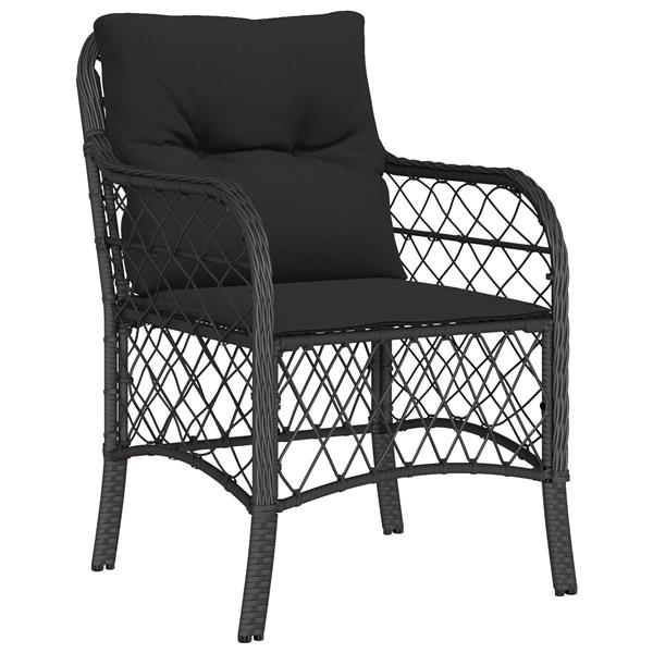 Grote foto vidaxl 3 delige tuinset met kussens zwart poly rattan tuin en terras tuinmeubelen