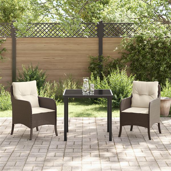 Grote foto vidaxl 3 delige tuinset met kussens bruin poly rattan tuin en terras tuinmeubelen