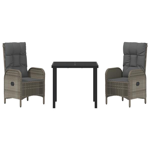 Grote foto vidaxl 3 delige tuin eettafel set grijs poly rattan tuin en terras tuinmeubelen