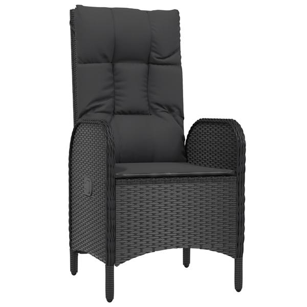 Grote foto vidaxl 3 delige tuin eettafel set zwart poly rattan tuin en terras tuinmeubelen