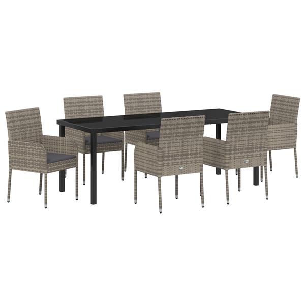 Grote foto vidaxl 7 delige tuinset met kussens grijs poly rattan tuin en terras tuinmeubelen