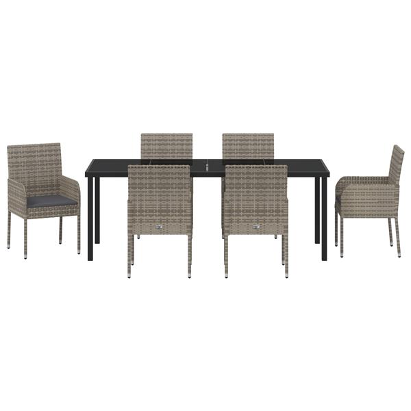 Grote foto vidaxl 7 delige tuinset met kussens grijs poly rattan tuin en terras tuinmeubelen