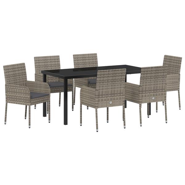 Grote foto vidaxl 7 delige tuinset met kussens in grijs poly rattan tuin en terras tuinmeubelen
