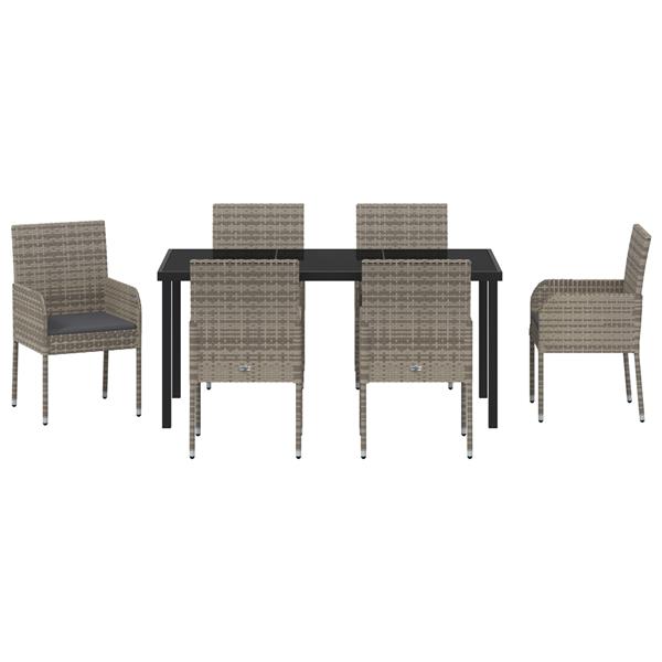 Grote foto vidaxl 7 delige tuinset met kussens in grijs poly rattan tuin en terras tuinmeubelen