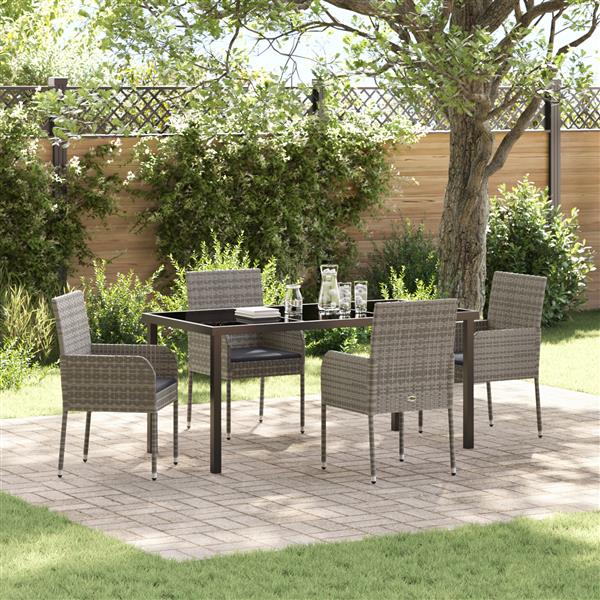 Grote foto vidaxl 5 delige tuinset met kussens grijs poly rattan tuin en terras tuinmeubelen