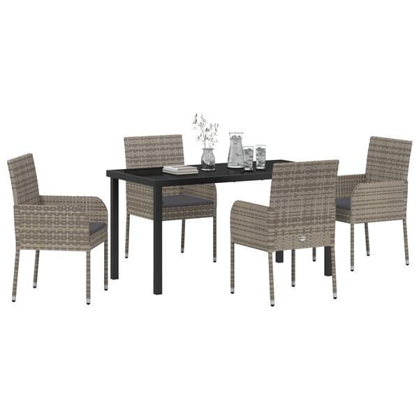 Grote foto vidaxl 5 delige tuinset met kussens van grijs poly rattan tuin en terras tuinmeubelen