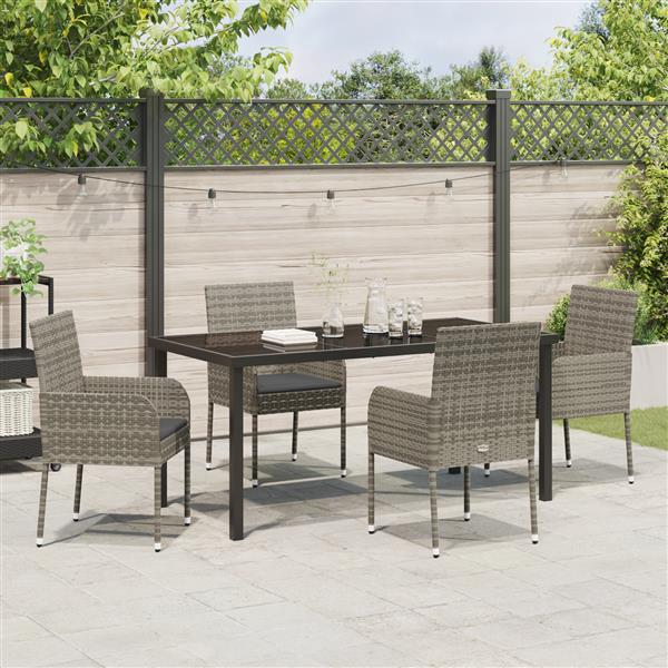 Grote foto vidaxl 5 delige tuinset met kussens van grijs poly rattan tuin en terras tuinmeubelen