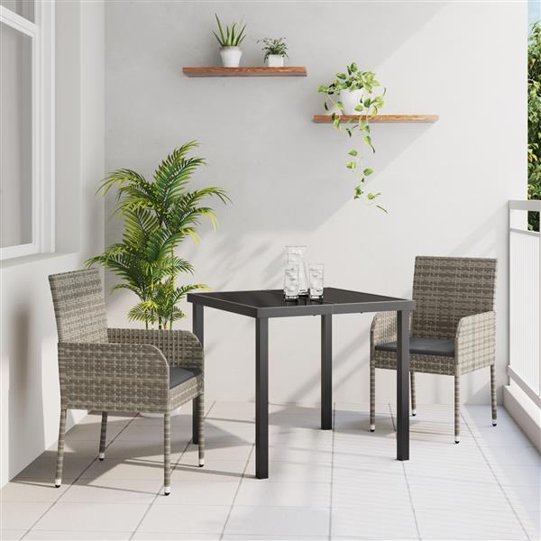 Grote foto vidaxl 3 delige tuinset met kussens grijs poly rattan tuin en terras tuinmeubelen