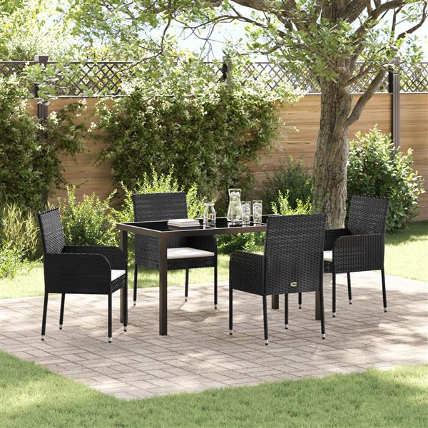 Grote foto vidaxl 5 delige tuinset met kussens zwart poly rattan tuin en terras tuinmeubelen
