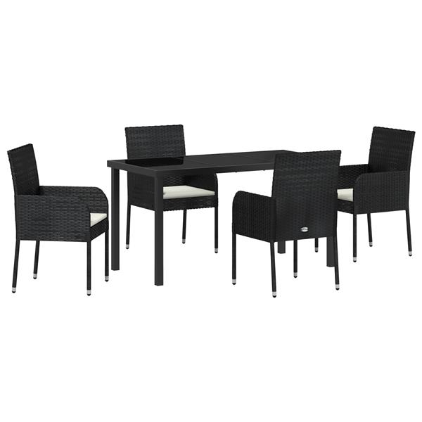 Grote foto vidaxl 5 delige tuinset met kussens zwart poly rattan tuin en terras tuinmeubelen