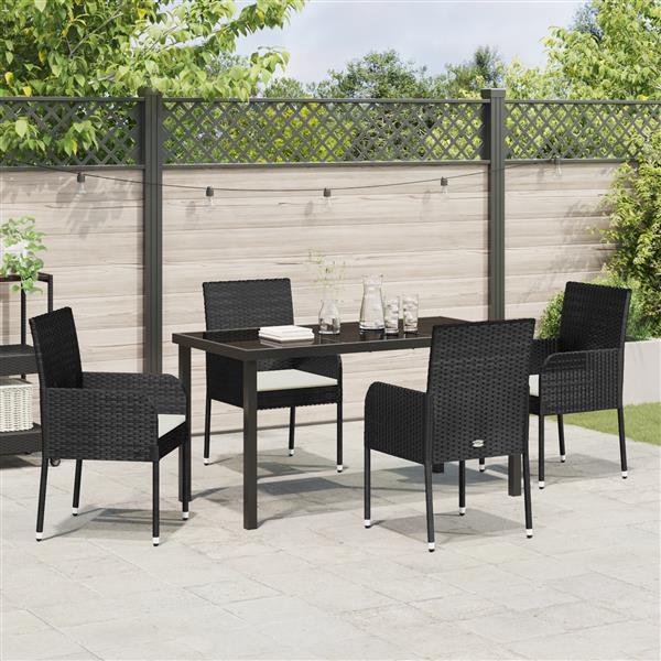 Grote foto vidaxl 5 delige tuinset met kussens zwart poly rattan tuin en terras tuinmeubelen