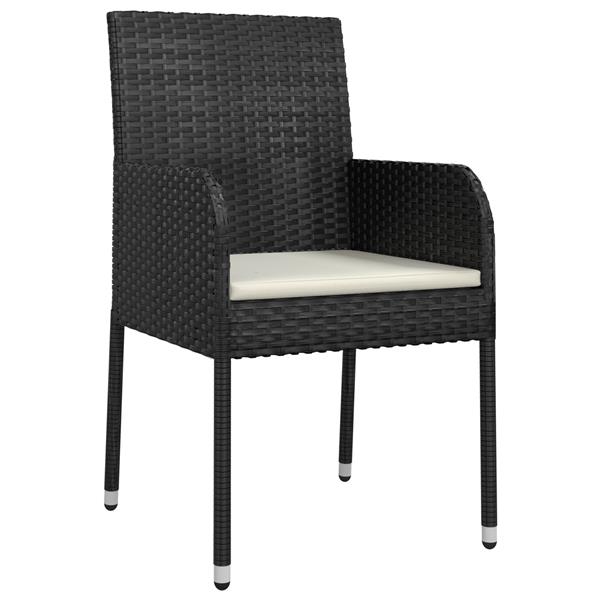 Grote foto vidaxl 5 delige tuinset met kussens zwart poly rattan tuin en terras tuinmeubelen