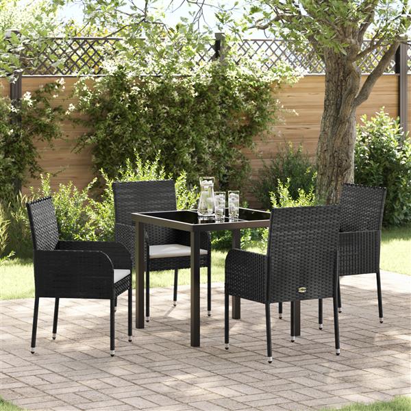 Grote foto vidaxl 5 delige tuinset met kussens zwart poly riet tuin en terras tuinmeubelen