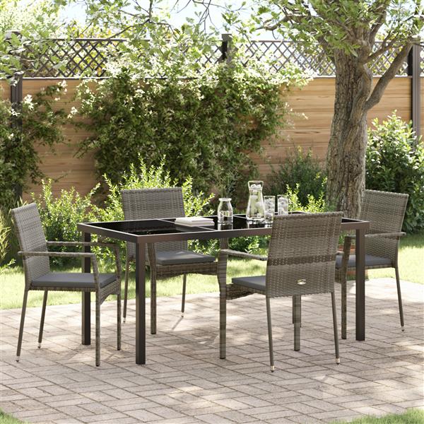 Grote foto vidaxl 5 delige tuinset met kussens grijs poly rattan tuin en terras tuinmeubelen
