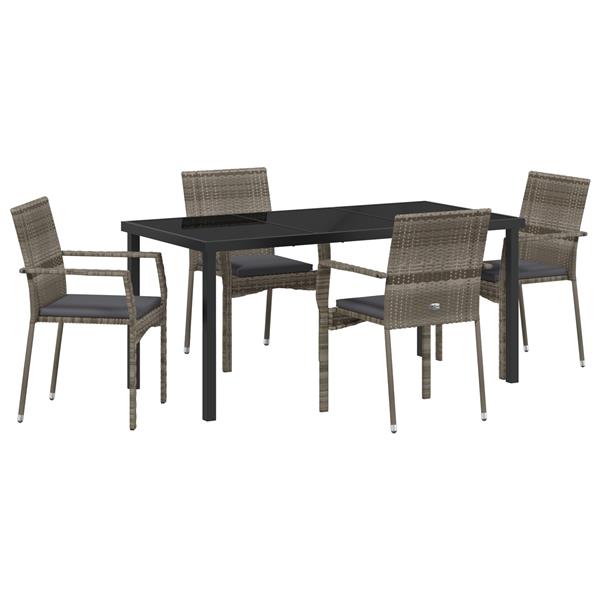 Grote foto vidaxl 5 delige tuinset met kussens grijs poly rattan tuin en terras tuinmeubelen