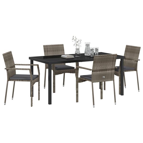 Grote foto vidaxl 5 delige tuinset met kussens grijs poly rattan tuin en terras tuinmeubelen