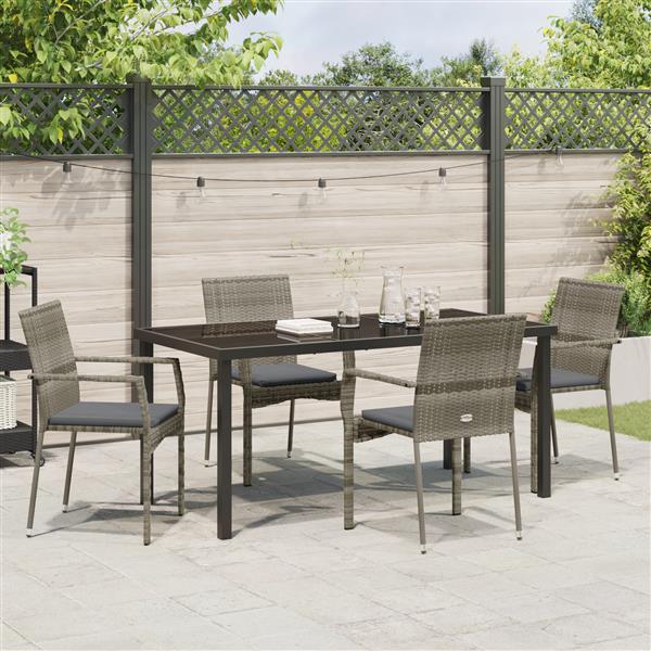 Grote foto vidaxl 5 delige tuinset met kussens grijs poly rattan tuin en terras tuinmeubelen