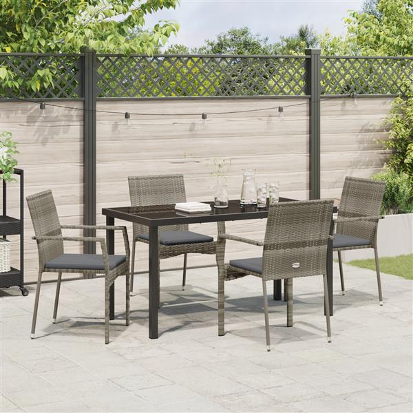 Grote foto vidaxl 5 delige tuinset met kussens grijs poly rattan tuin en terras tuinmeubelen