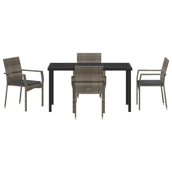 Grote foto vidaxl 5 delige tuinset met kussens grijs poly rattan tuin en terras tuinmeubelen