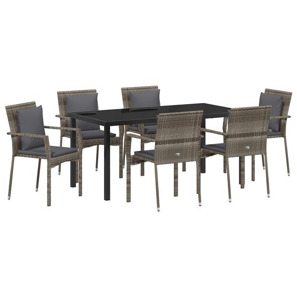 Grote foto vidaxl 7 delige tuinset met kussens grijs poly rattan tuin en terras tuinmeubelen