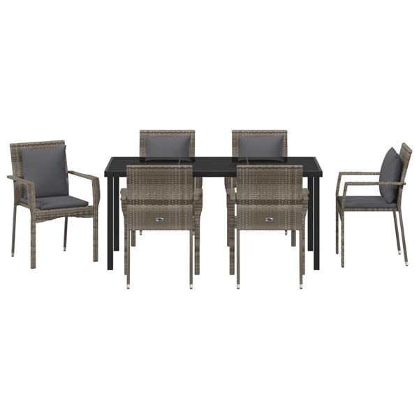 Grote foto vidaxl 7 delige tuinset met kussens grijs poly rattan tuin en terras tuinmeubelen