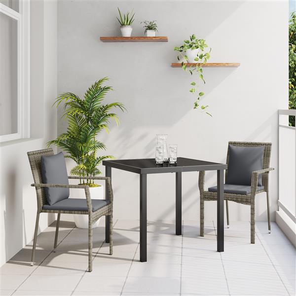 Grote foto vidaxl 3 delige tuinset met kussens grijs poly rattan tuin en terras tuinmeubelen