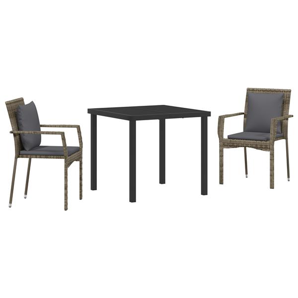 Grote foto vidaxl 3 delige tuinset met kussens grijs poly rattan tuin en terras tuinmeubelen