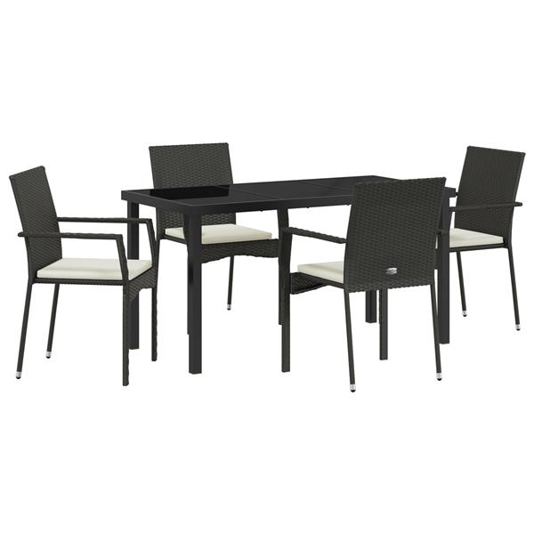 Grote foto vidaxl 5 delige tuin eetset met kussens zwart poly rattan tuin en terras tuinmeubelen