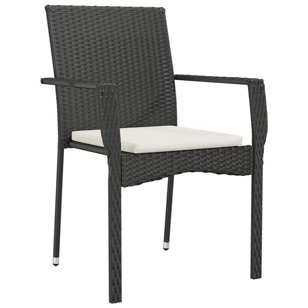 Grote foto vidaxl 5 delige tuin eetset met kussens zwart poly rattan tuin en terras tuinmeubelen