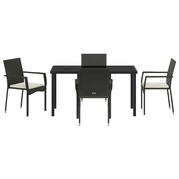 Grote foto vidaxl 5 delige tuin eetset met kussens zwart poly rattan tuin en terras tuinmeubelen