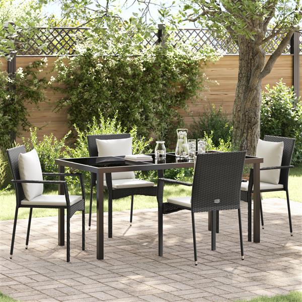 Grote foto vidaxl 5 delige tuinset met kussens zwart poly rattan tuin en terras tuinmeubelen
