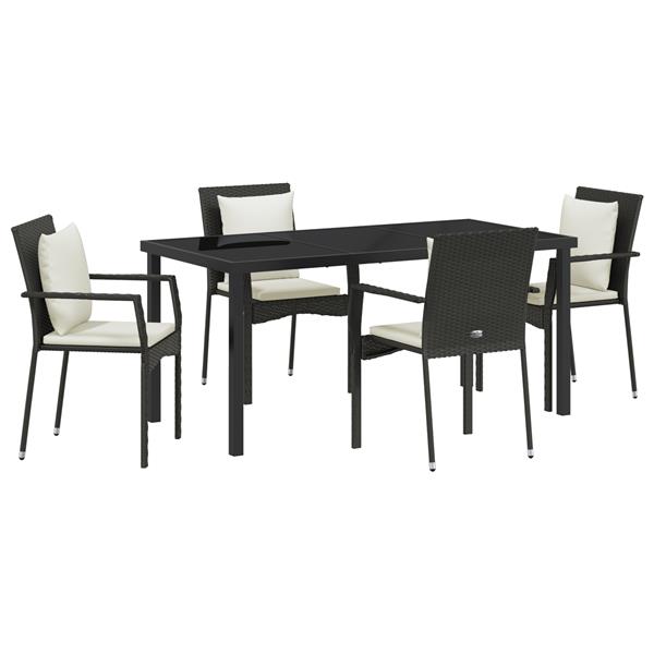 Grote foto vidaxl 5 delige tuinset met kussens zwart poly rattan tuin en terras tuinmeubelen