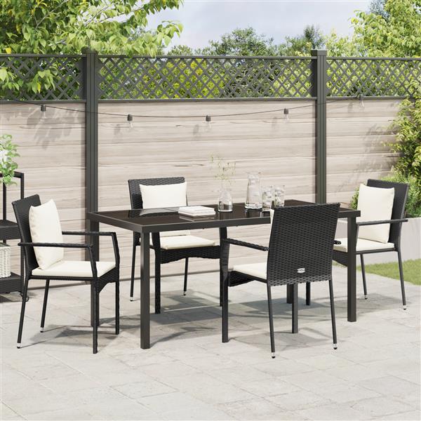 Grote foto vidaxl 5 delige tuinset met kussens zwart poly rattan tuin en terras tuinmeubelen