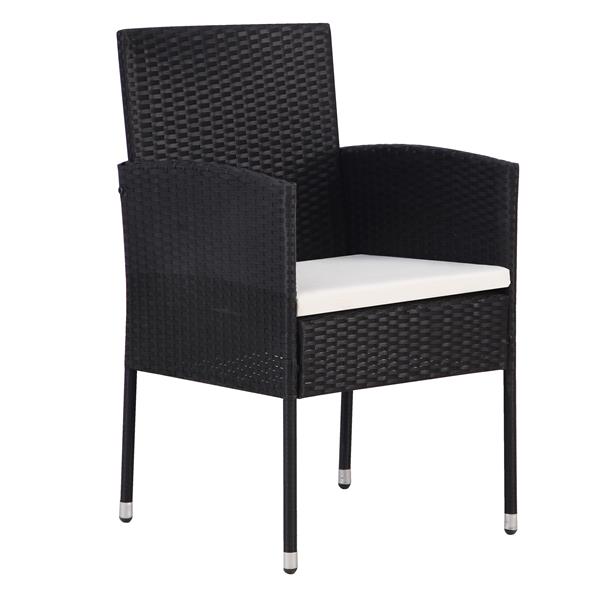 Grote foto vidaxl 7 delige tuinset met kussens zwart poly rattan tuin en terras tuinmeubelen