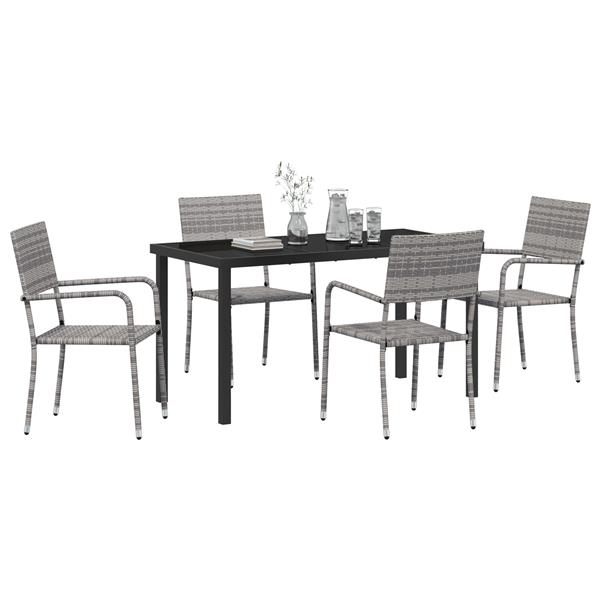 Grote foto vidaxl 5 delige tuin eetset grijs poly rattan tuin en terras tuinmeubelen