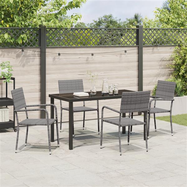 Grote foto vidaxl 5 delige tuin eetset grijs poly rattan tuin en terras tuinmeubelen