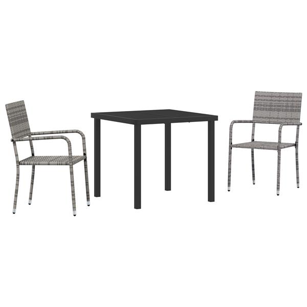Grote foto vidaxl 3 delige tuin eetset grijs poly rattan tuin en terras tuinmeubelen