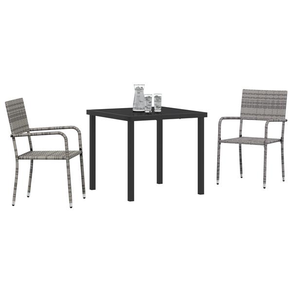 Grote foto vidaxl 3 delige tuin eetset grijs poly rattan tuin en terras tuinmeubelen