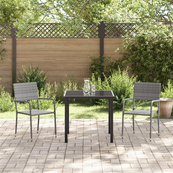 Grote foto vidaxl 3 delige tuin eetset grijs poly rattan tuin en terras tuinmeubelen