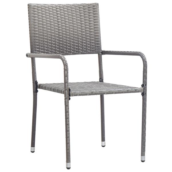 Grote foto vidaxl 3 delige tuin eetset grijs poly rattan tuin en terras tuinmeubelen